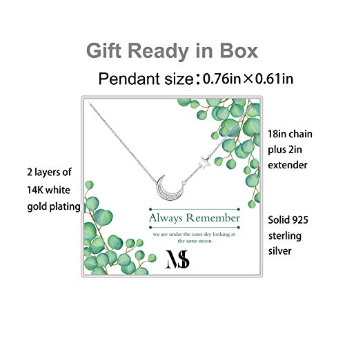 SOULMEET Sterling Silver Moon Necklace Gifts for Birthday Long Distance Relationships, Women Jewelry Gifts for Mother's Day Christmas Friendship4