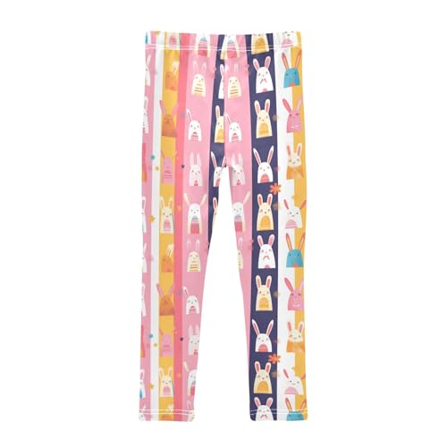 KLL Happy Easter Rabbit Bunny Pink Girls Basic Leggings Stretch Full Length Activewear Gym2
