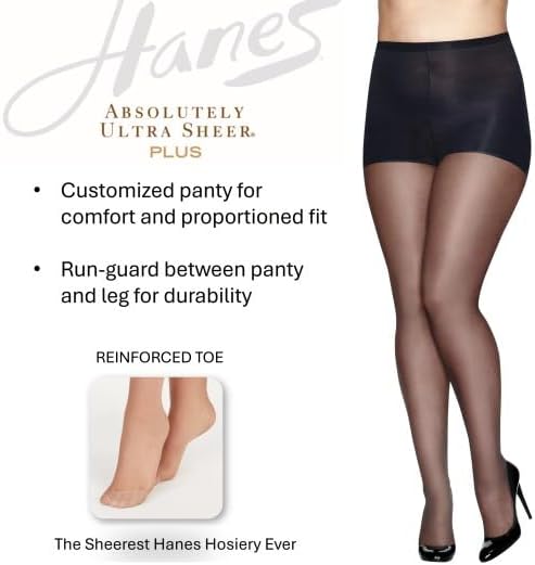 Hanes Women's Absolutely Ultra Sheer Control Top with Reinforced Toe Plus-Size - Image 2