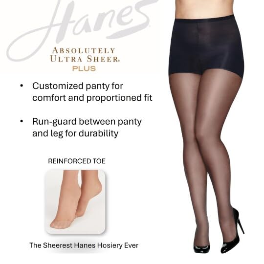 Hanes Women's Absolutely Ultra Sheer Control Top with Reinforced Toe Plus-Size2