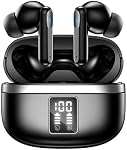 Ecouteurs Bluetooth Casques sans fil, 50H Bouds d'oreille basse profonde avec 4 Le bruit annule le microphone, IPX5 Earphones étanches pour iPhone Android audifonos inalambricos (Noir profond)
