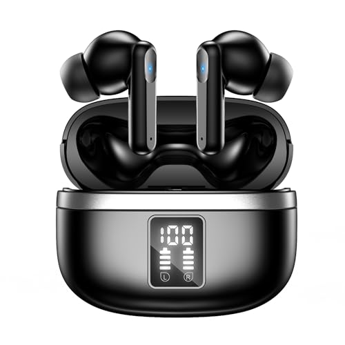 JBMI Cuffie Bluetooth, Auricolari Bluetooth 5.3 In Ear Stereo con 4 Microfono ENC, 60 Ore Cuffiette Wireless Cancellazione Rumore, Auricolare IP7 per iPhone e Androide (Nero profondo)