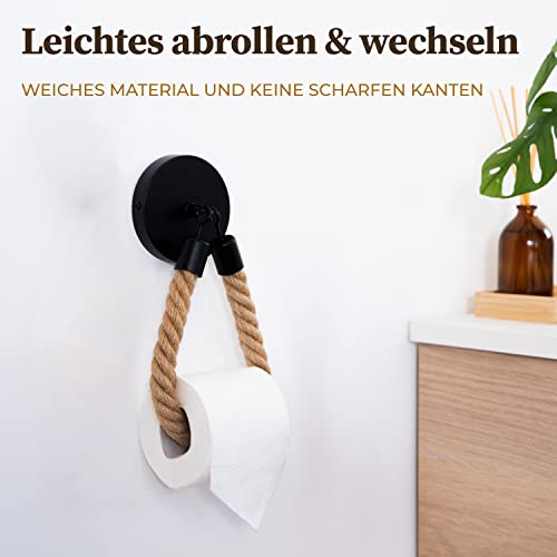 Vintage Toilettenpapierhalter Aus Hanfseil – Wandmontage Mit Saugnapf, Bohrfrei, Für Bad, Küche & Mehr, Länge Ca. 55 Cm