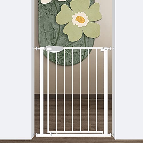 Seogva ベビーゲート バリアフリー ゲート 高さ78cm 三重ロック 赤ちゃんゲート ブラック ホワイト ブラウン 突っ張り式 開閉式 階段上ゲート ピーナッツロック(設置幅65cm-74cm,ホワイト)