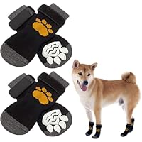 2 Pairs Dog Socks Paws Stop Licking,Protection for Injured Paws, Pet Grip Boots With Adjustable Strap for Indoor Outdoor Hardwood Floor Walking (M)