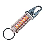 Llavero de ESPAÑA de paracord 550 (249kg) tipo lll con mosquetón, modelo BASIC, muy util en supervivencia, desmontable, resitente y hecho a mano por 21 Steps. (ARIDO)