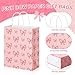 Geyoga 24 Pcs Pink Bow Paper Gift Bags Pink Party Favor Coquette Goodie Candy Bags with Handle for Birthday Wedding Bridal Party Supplies