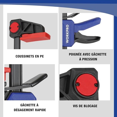 Serre-joint à une main WORKPRO pour l'aménagement de l'atelier - 7
