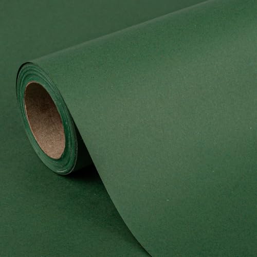 Flyhill Rollo de papel kraft verde oscuro, mini rollo, 17 x 32.8 pies, reciclable, regalo de Navidad para ramo de flores, embalaje, cubierta de piso, estibo,...