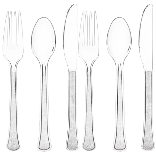 Clear Plastic Heavy Weight Assorted Cutlery (80 Count) - Premium Disposable Plastic and Sturdy Cutlery, Perfect for Home Use and All Kinds of Occasions