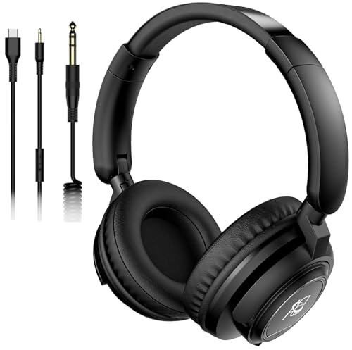 BeAttack Wired Over Ear Headphones Studio Monitor & Mixing DJ Stereo Headsets with 50mm Drivers and...