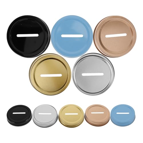 NUOBESTY 10 adet geniş ağızlı kavanoz kapağı, bozuk para bölmeli, pratik standart kapak, konserve kavanozları için yedek kapak