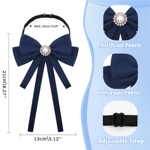 Image of LJBFNN Bow Ties for Women, Adjustable Pre Tied Bow Tie Solid Color Ribbon Bowtie for Girls Ladies Party Daily Cosplay School