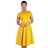 - Coupe : cintrée.  Voodoo Vixen Robe vintage Delia à pois jaunes. - Jaune - XX-Large