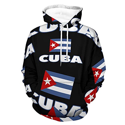 BAIKUTOUAN Cuban Flag Printed Hoodies Pullover Casual Sweatshirt Hooded With Pockets