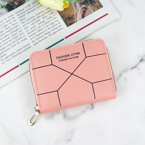 Cartera pequeña para mujer con patrón geométrico de líneas cruzad...