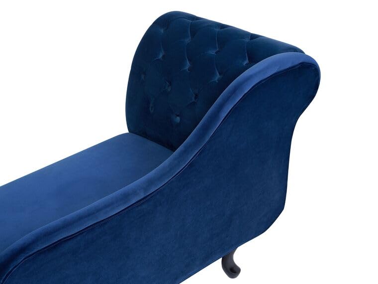 Image of Velvet Modern Chesterfield Chaise Lounge Couch 166 X 63 X 76 for Your Loving Space (Blue, Left Arm)