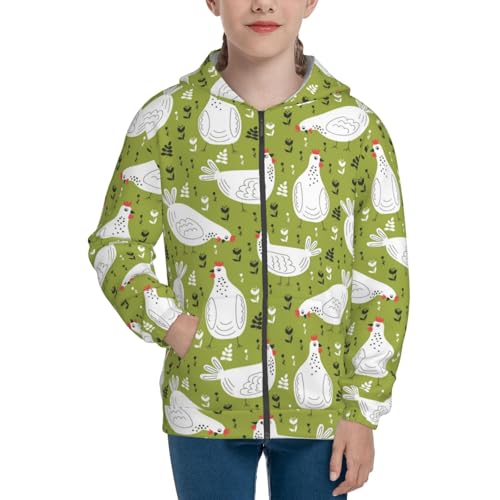 Lovely Chickens Kid Hoodies Boys Zip Up Sweatshirts Girls Pullover with Pocket3
