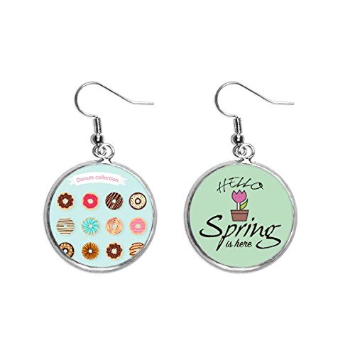 Pendientes de dona dulce joyeria colgante de primavera con patron alimenticio