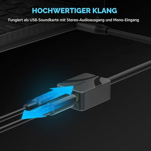 SABRENT USB-C Externe Soundkarte mit 24-Bit/96KHz Hi-Res Sound, USB Typ-C auf 3,5-mm-Klinke, Zwei Buchsen für Mikrofon und Stereo, Aluminiumgehäuse, Audio-zu-USB-Adapter (AU-UCMA)