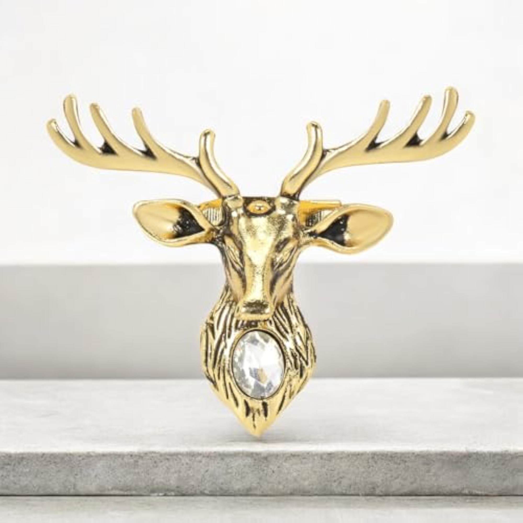 Golden Classic Deer Design Lapel Pin, Elegant Brooch