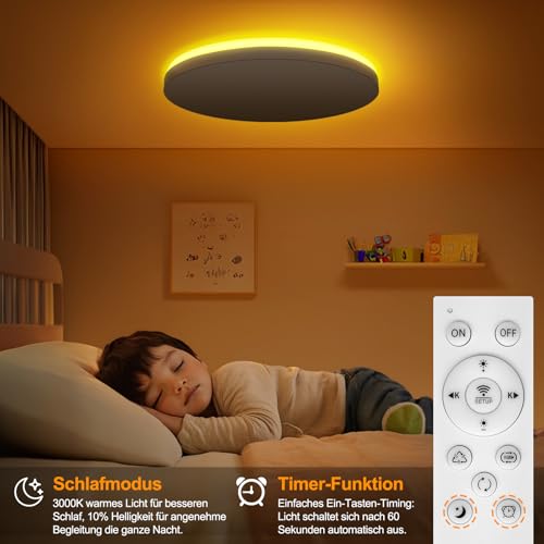 LED Deckenlampe 48W - Deckenlampe Dimmbar & RGBIC Nachtlicht - Smart Deckenleuchte mit Fernbedienung - Alexa/Google kompatibel, 4500lm, für Wohnzimmer, Schlafzimmer, Küche (48W-37CM) – Bild 6