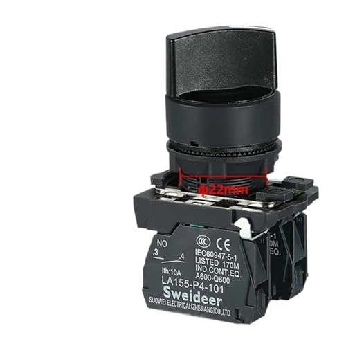 Interrupteur rotatif 22mm résistant pour armoire électrique 24V