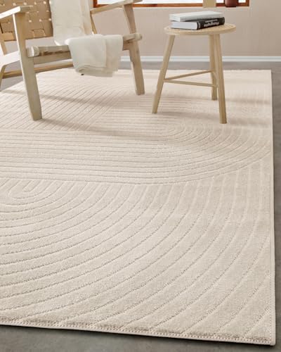 Tapis poils courts beige crème Wecon Home pour sol moderne
