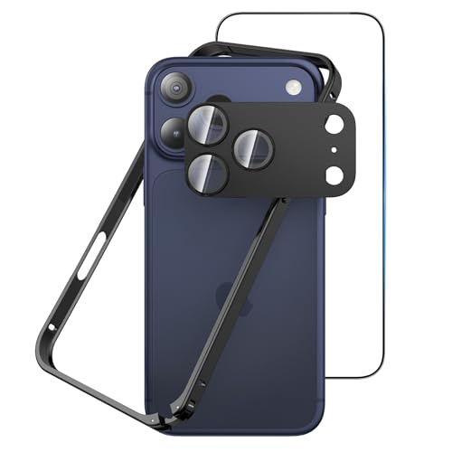 Coque aluminium iPhone 17 Pro Max fine avec protection écran verre trempé HD et boucle