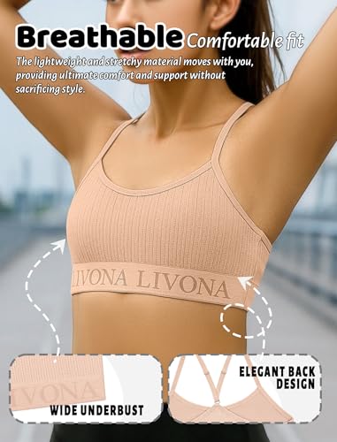 Livona 3-Pack Seamless Bralette Set - Soft Training Bras & Sports Bras for Teens, Comfortable Wire-Free Bras for Girls3
