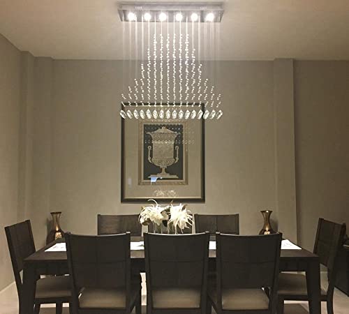 Image of CRYSTA WORLD Raindrop K9 Crystal Modern Chandelier for Living Room /Bedroom /Hall, (Triangle, L22 /W5 /H18)