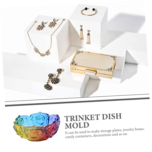 Exceart GI53N8I04KB236TXL42BJ 3Pcs Rose Bowl Mold Trinket Bowl Resin Molds Resin Tray Molds Silicone Molds For Resin Flower Jewelry Bowl Concrete Ashtray Stand Diy Mould Flowerpot White Jewelry Plate thumb #3