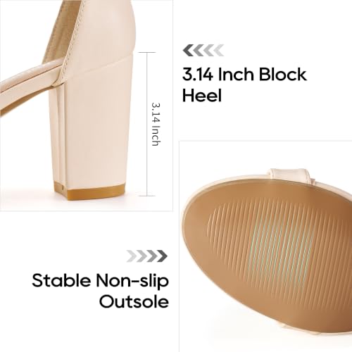 Image of Reimferce Comfortable Block Heels for Women: Cushioned Insole