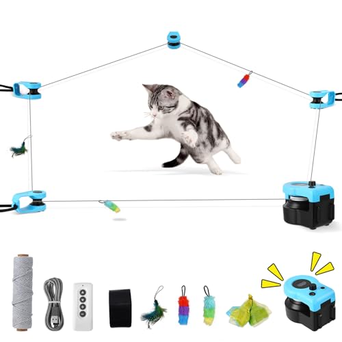 Haedswer Katzenspielzeug für Indoor-Katzen, automatisch/ferngesteuertes Katzenspielzeug, Laufband, einstellbare Geschwindigkeit, simuliertes...