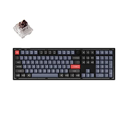 Image of Keychron V6 Wired Custom Mechanical Keyboard Knob Version, QMK /VIA Full-Size Programmable with Hot-swappable Keychron K Pro Brown Switch Compatible for Mac Windows Linux (Frosted Black-Translucent)