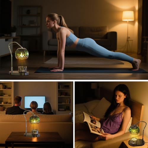 Miniatura 6 de Wyghyronic Lámpara Calentadora De Velas Con Temporizador Y 4 Niveles De Luz, Calentador Eléctrico Para Velas En Tarro, Decoración Hogar, Incluye 2 Bombillas Verde
