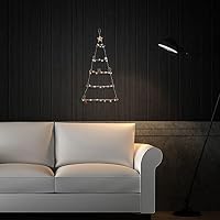 infactory Weihnachtsbaum Leiter: Deko-Holzleiter mit 30 LEDs, Weihnachtsbaum-Form zum Aufhängen, 60 cm (Weihnachts-Baum, Weihnachtsdeko Abendmahlszene, 3D) – Ansicht 3