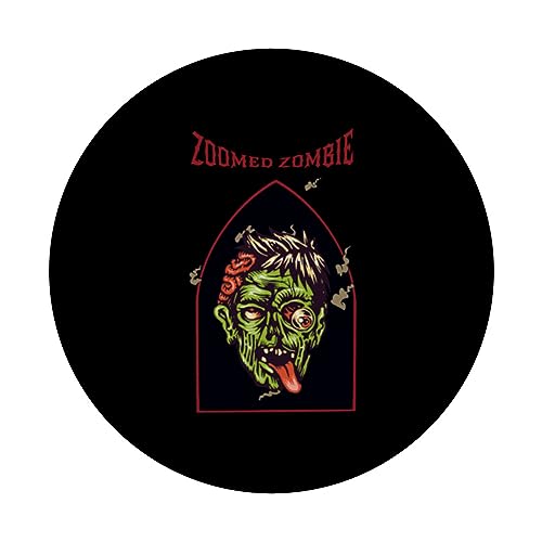 Zoomed Zombie Funny Halloween Zombie Designs Present PopSockets Swappable PopGrip, Black - Image 3