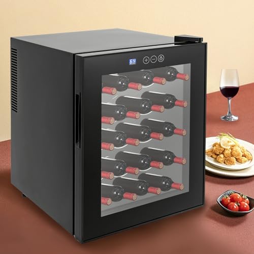 20 Bottle Wine Cooler,Mini Fridge,Freestanding Refrigerator with Temperature Control and Glass Door for Home Bar,Office