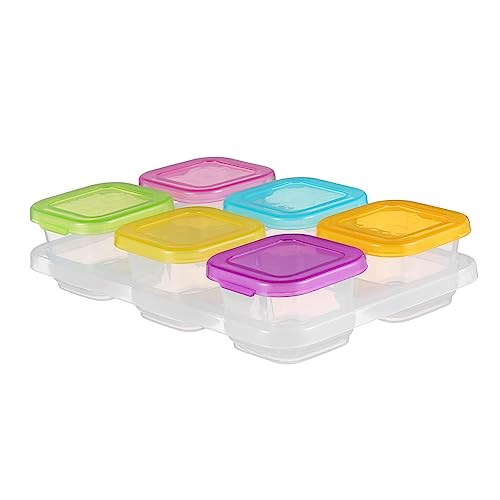 CATIEBYE Babynahrungsaufbewahrungsbox 120 Ml mit Deckel 6 Stück Frei Mikrowellen und Kühlschrankgeeignet Langlebiger Pp Kunststoff Lebensmittelbehälter für Babysnacks Zufällige Farbe