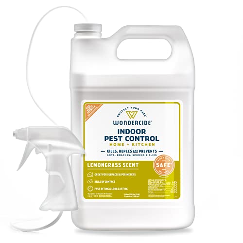 Image of Wondercide - Indoor Pest Control Spray for Home and Kitchen - Ant, Roach, Spider, Fly, Flea, Bug Killer and Insect Repellent - with Natural Essential Oils - Pet and Family Safe - Lemongrass 128 oz
