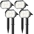 Brightown 4Pack Solar Spot Lights Outdoor with 58 Bright LED & 1800mAh, IP67 Solar Lights Outdoor Waterproof with 3 Light Modes, 2-in-1Dual Use Spotlights for Yard, Garden and Pathway (Cool White)