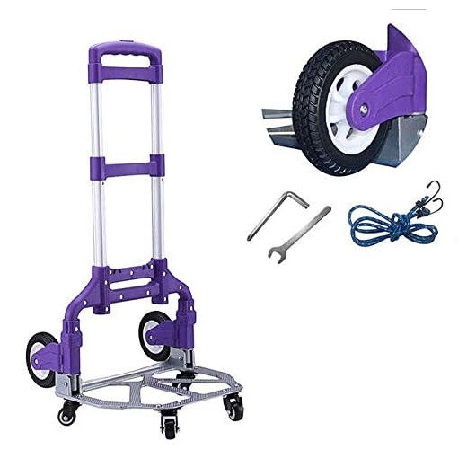 JINKEBIN vagn Folding portabel vagn, 70 kg / 155 lbs.Tunga fyra hjul fast struktur verktyg vagn kompakt och lätt, vagn shopping cart, bagagevagn, Lila, C (Size : Click to select B)