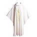 BLESSUME White Catholic Church Pastor Vestments Lamb of God Embroidered Priest Chasuble Robe