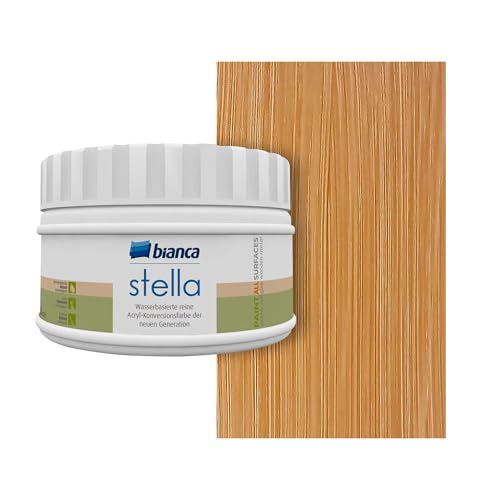 Bianca Stella Pintura para muebles premium con efecto de madera para cocina, Roble, Brillante, 250ml, a base de agua, efecto madera para todas las superficies, renovación de encimeras de cocina