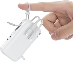 Meisei Mobile Battery, 15,000 mAh, 55.5 Wh, Large Capacity, Built-in Outlet, QC22.5W, PD20W Rapid Charging, Built-in 3 Cables, Type-C Input/Output Port, USB-A Output Port, Smartphone Charger, 5