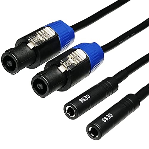 Cess-025 1/4 Ts Female To Speakon Speaker Cables - Speakon To 6.35 Mm Mono Jack Adapter - Speaker Plug Adapter 1/4" To Twist Lock Speak-On - 2 Pack #TOP2