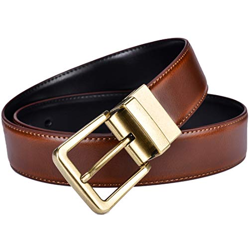 Beltox Men’s Belts Reversible Leather 1.25” Wide 1 for 2 Rotate Buckle Gift Box3
