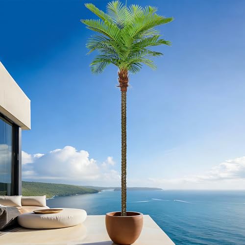 Artificial Palm Tree 11.5ft for Outdoors Faux Triple Phoenix Palm with 21 Leaves,138 Inch Tall Large Fake Tropical Palm Tree for Patio,Poolside,Garden,Home Office Indoor Decor(11.5feet,1Pack)