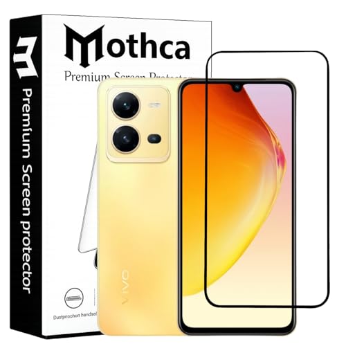 Image of Mothca Military-Grade Tempered Glass Screen Protector Compatible for Vivo V25 with Edge to Edge Coverage - Case Friendly, Anti-Scratch & Bubble-Free Installation Kit